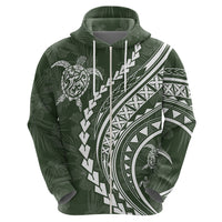 Polynesian Pride Hoodie Turtle Hibiscus Luxury Style - Sage - Wonder Print Shop