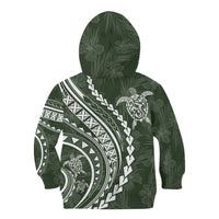 Polynesian Pride Kid Hoodie Turtle Hibiscus Luxury Style - Sage - Wonder Print Shop