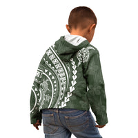 Polynesian Pride Kid Hoodie Turtle Hibiscus Luxury Style - Sage - Wonder Print Shop