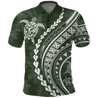 Polynesian Pride Polo Shirt Turtle Hibiscus Luxury Style - Sage - Wonder Print Shop