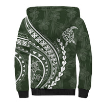 Polynesian Pride Sherpa Hoodie Turtle Hibiscus Luxury Style - Sage - Wonder Print Shop