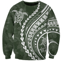 Polynesian Pride Sweatshirt Turtle Hibiscus Luxury Style - Sage - Wonder Print Shop