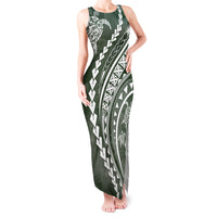 Polynesian Pride Tank Maxi Dress Turtle Hibiscus Luxury Style - Sage - Wonder Print Shop
