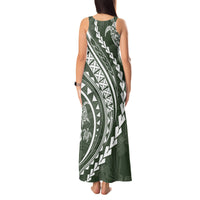 Polynesian Pride Tank Maxi Dress Turtle Hibiscus Luxury Style - Sage - Wonder Print Shop