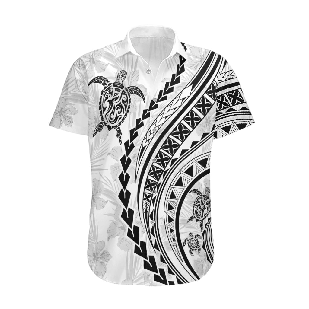 Polynesian Pride Hawaiian Shirt Turtle Hibiscus Luxury Style - White - Wonder Print Shop