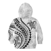 Polynesian Pride Kid Hoodie Turtle Hibiscus Luxury Style - White - Wonder Print Shop