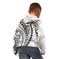 Polynesian Pride Kid Hoodie Turtle Hibiscus Luxury Style - White - Wonder Print Shop