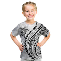 Polynesian Pride Kid T Shirt Turtle Hibiscus Luxury Style - White - Wonder Print Shop