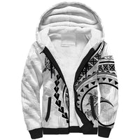 Polynesian Pride Sherpa Hoodie Turtle Hibiscus Luxury Style - White - Wonder Print Shop
