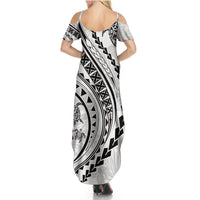 Polynesian Pride Summer Maxi Dress Turtle Hibiscus Luxury Style - White - Wonder Print Shop