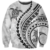 Polynesian Pride Sweatshirt Turtle Hibiscus Luxury Style - White - Wonder Print Shop