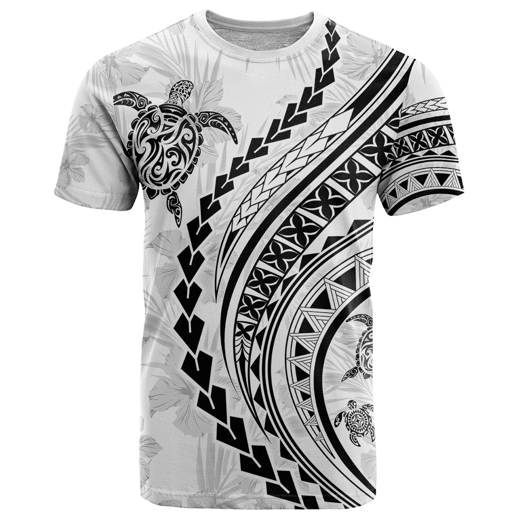 Polynesian Pride T Shirt Turtle Hibiscus Luxury Style - White - Wonder Print Shop