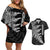 Personalised New Zealand Rugby Couples Matching Off Shoulder Short Dress and Hawaiian Shirt World Cup 2023 Silver Fern Champions LT7 - Wonder Print Shop