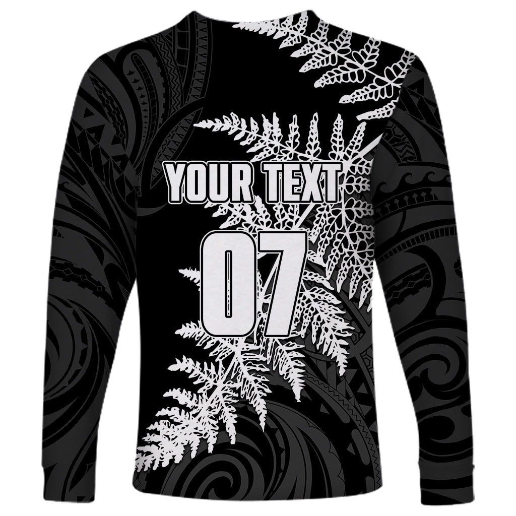 Personalised New Zealand Rugby Long Sleeve Shirt World Cup 2023 Silver Fern Champions - Wonder Print Shop