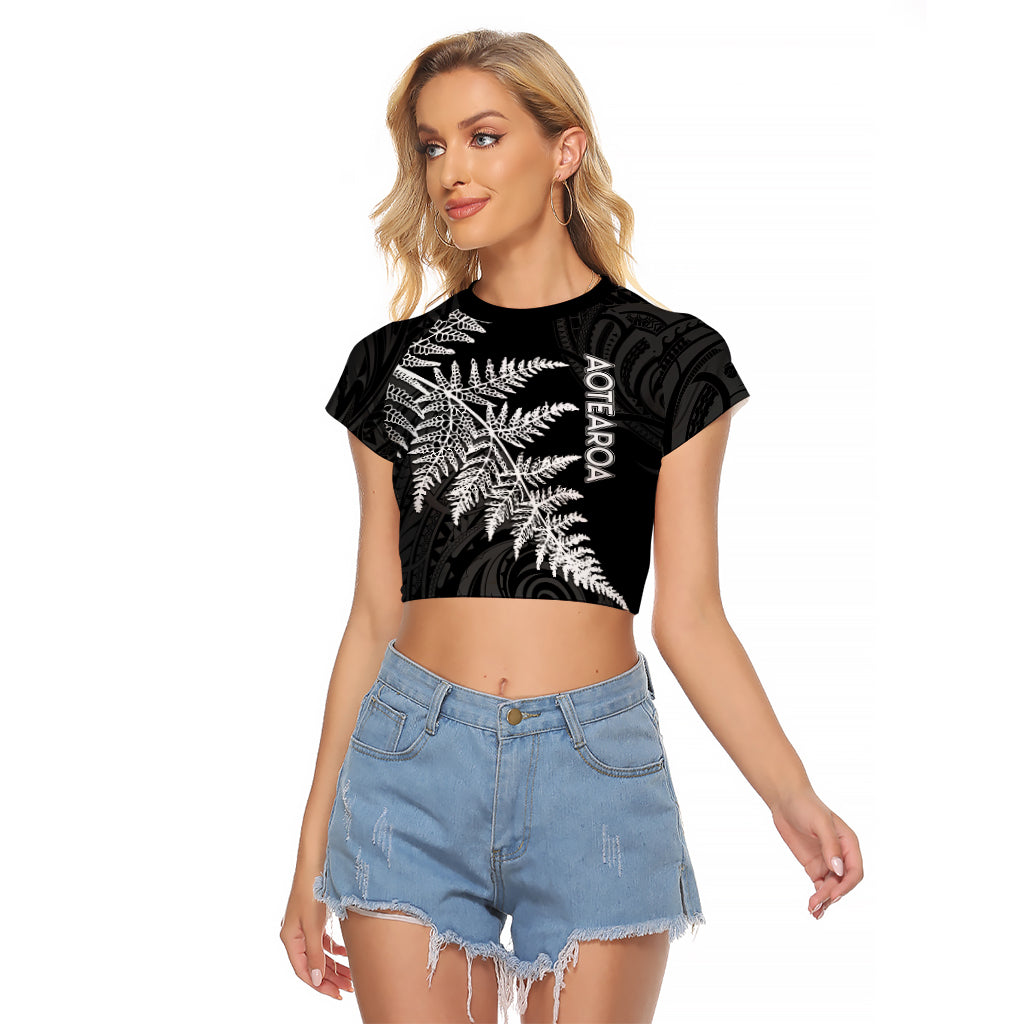 Personalised New Zealand Rugby Raglan Cropped T Shirt World Cup 2023 Silver Fern Champions - Wonder Print Shop