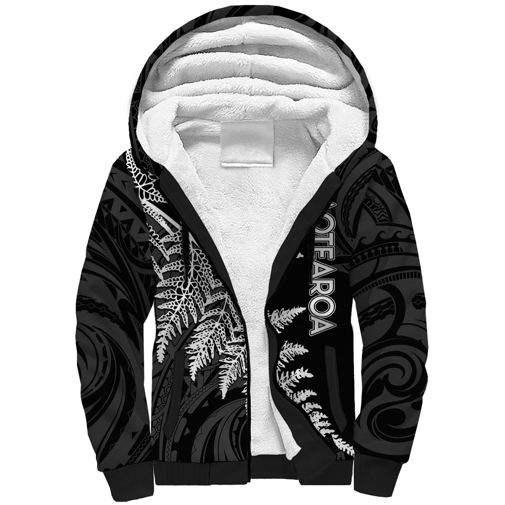 Personalised New Zealand Rugby Sherpa Hoodie World Cup 2023 Silver Fern Champions - Wonder Print Shop