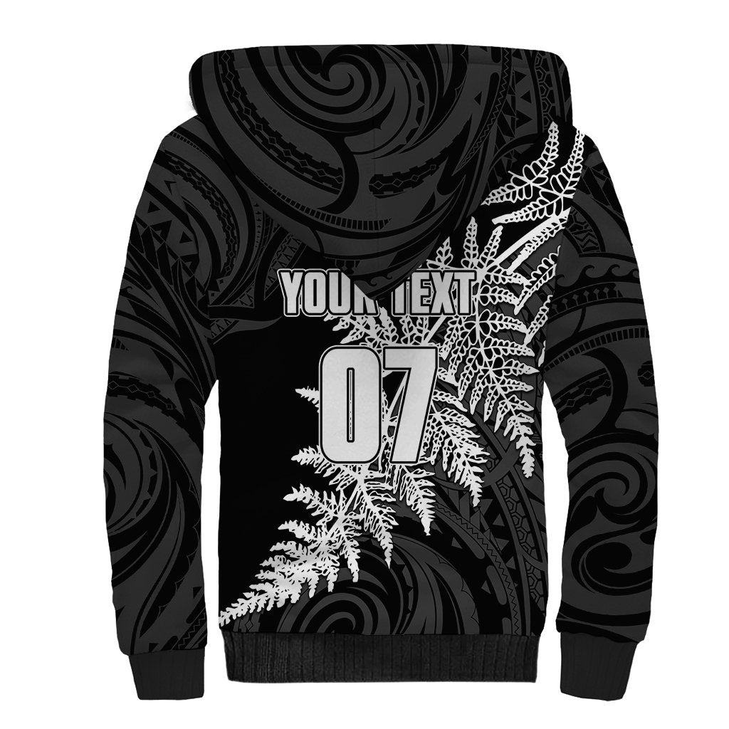 Personalised New Zealand Rugby Sherpa Hoodie World Cup 2023 Silver Fern Champions - Wonder Print Shop