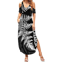 Personalised New Zealand Rugby Summer Maxi Dress World Cup 2023 Silver Fern Champions - Wonder Print Shop