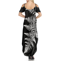 Personalised New Zealand Rugby Summer Maxi Dress World Cup 2023 Silver Fern Champions - Wonder Print Shop