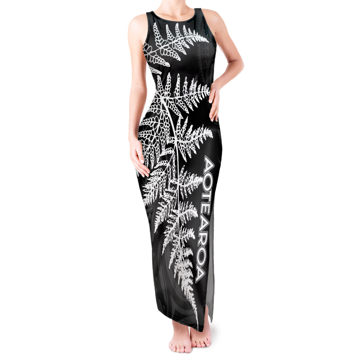 Personalised New Zealand Rugby Tank Maxi Dress World Cup 2023 Silver Fern Champions - Wonder Print Shop