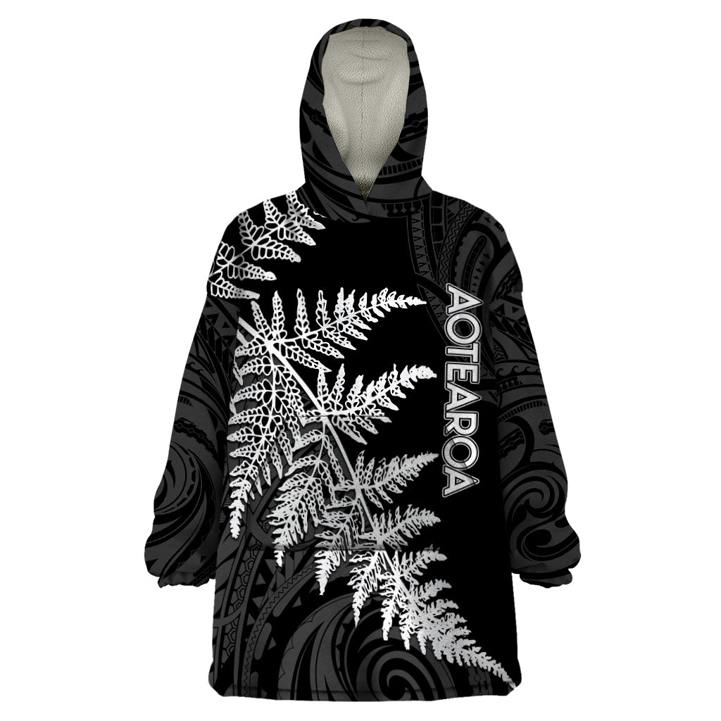 Personalised New Zealand Rugby Wearable Blanket Hoodie World Cup 2023 Silver Fern Champions - Wonder Print Shop