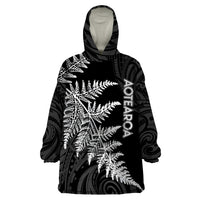 Personalised New Zealand Rugby Wearable Blanket Hoodie World Cup 2023 Silver Fern Champions - Wonder Print Shop