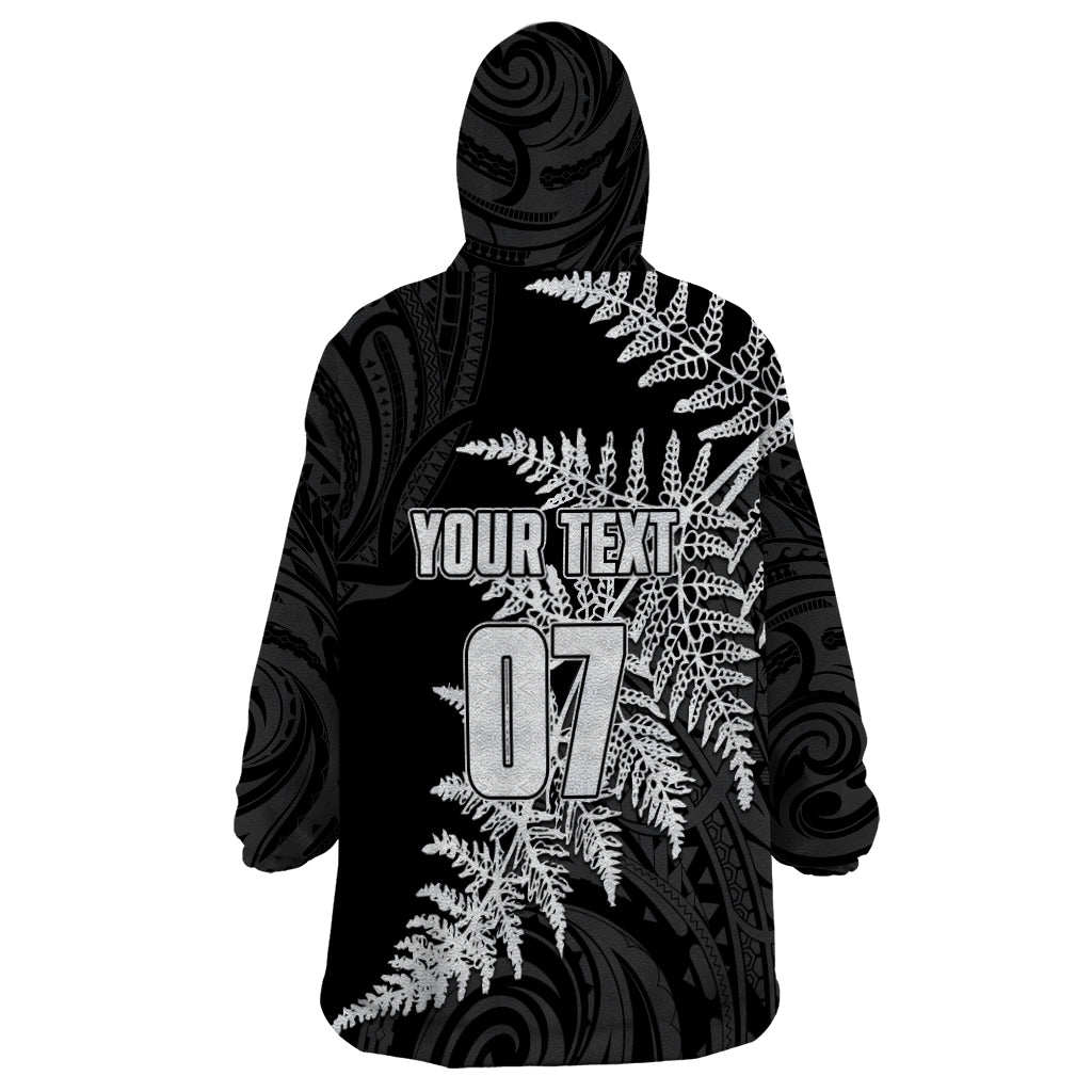 Personalised New Zealand Rugby Wearable Blanket Hoodie World Cup 2023 Silver Fern Champions - Wonder Print Shop