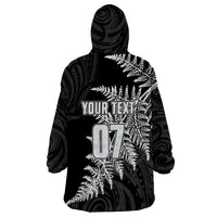 Personalised New Zealand Rugby Wearable Blanket Hoodie World Cup 2023 Silver Fern Champions - Wonder Print Shop