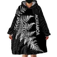 Personalised New Zealand Rugby Wearable Blanket Hoodie World Cup 2023 Silver Fern Champions - Wonder Print Shop