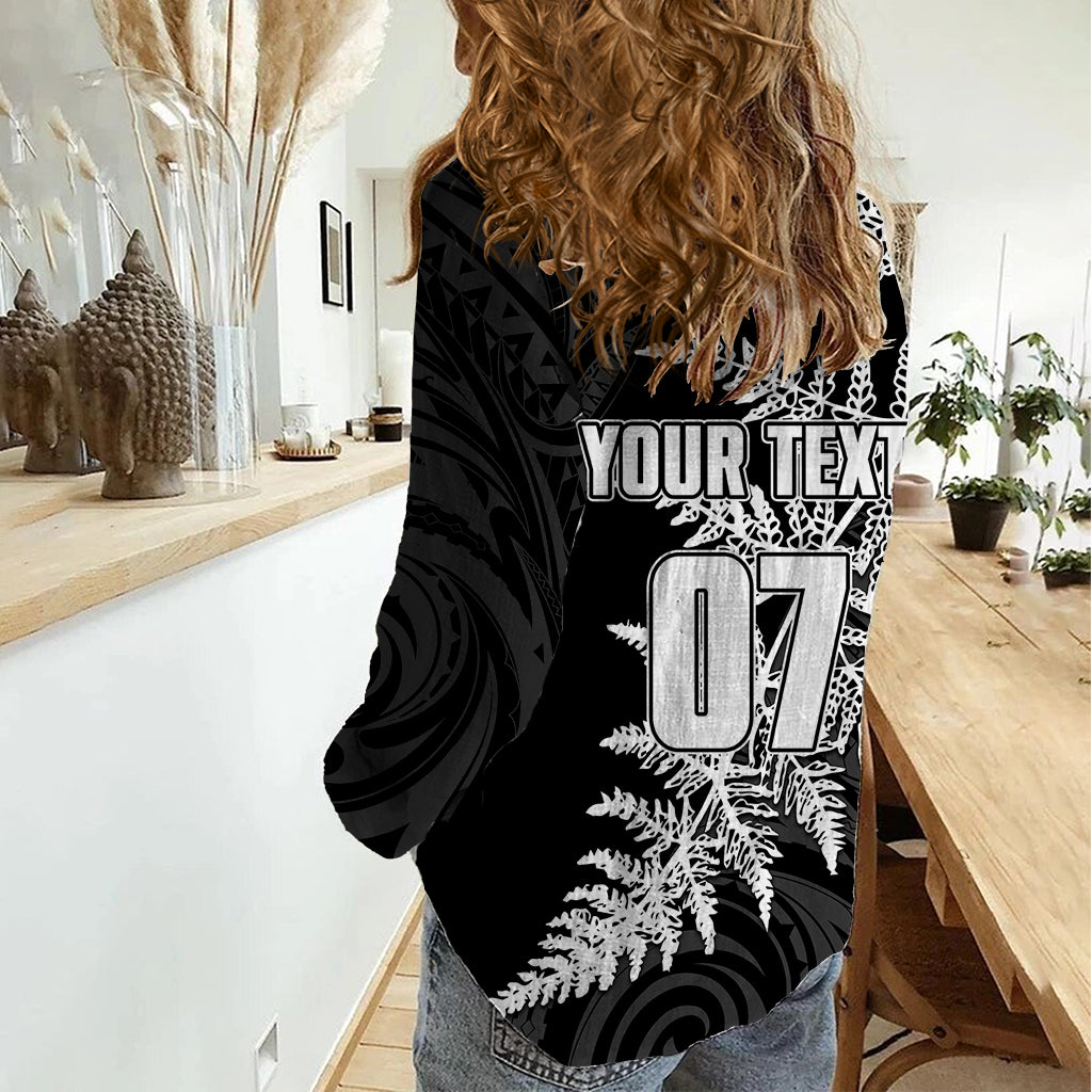 Personalised New Zealand Rugby Women Casual Shirt World Cup 2023 Silver Fern Champions - Wonder Print Shop