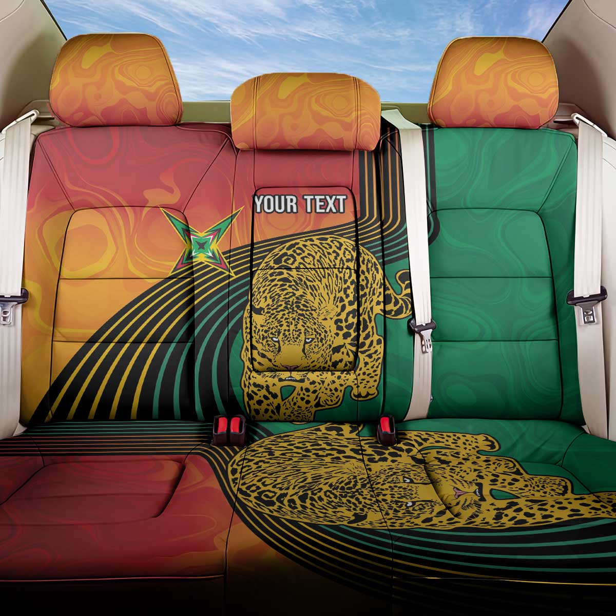 Guyana Cricket Amazon Warriors Personalized Back Car Seat Cover Fierce Jaguars - Wonder Print Shop