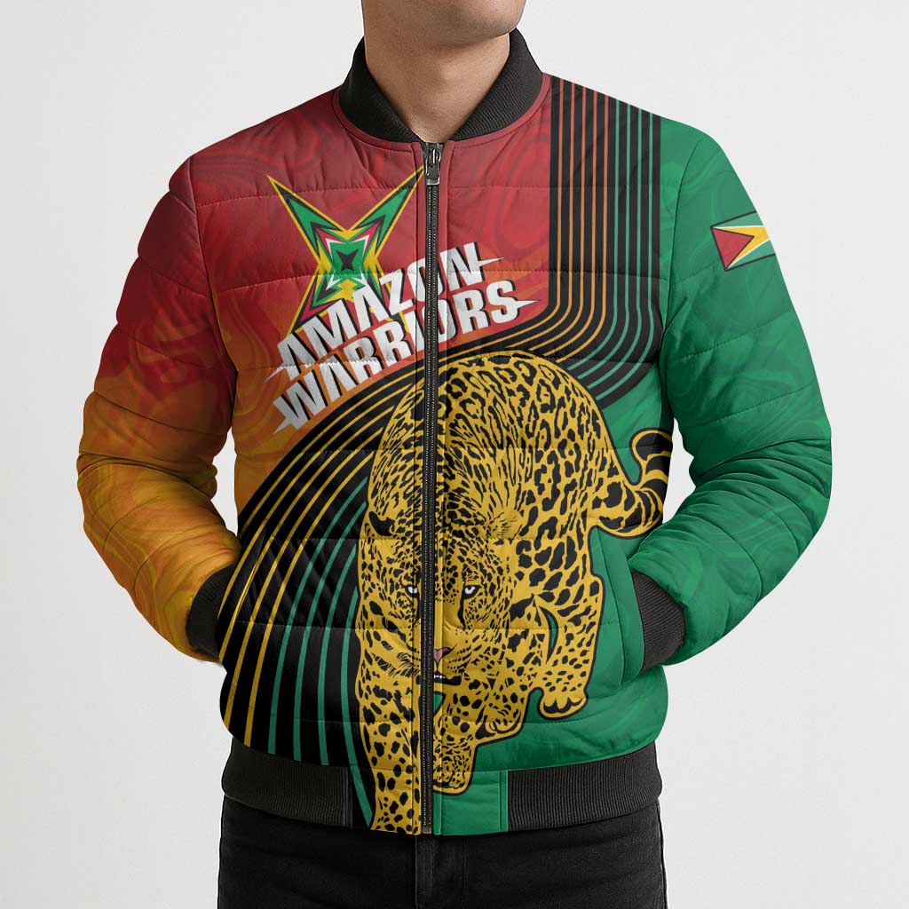 Guyana Cricket Amazon Warriors Personalized Bomber Puffer Jacket Fierce Jaguars - Wonder Print Shop