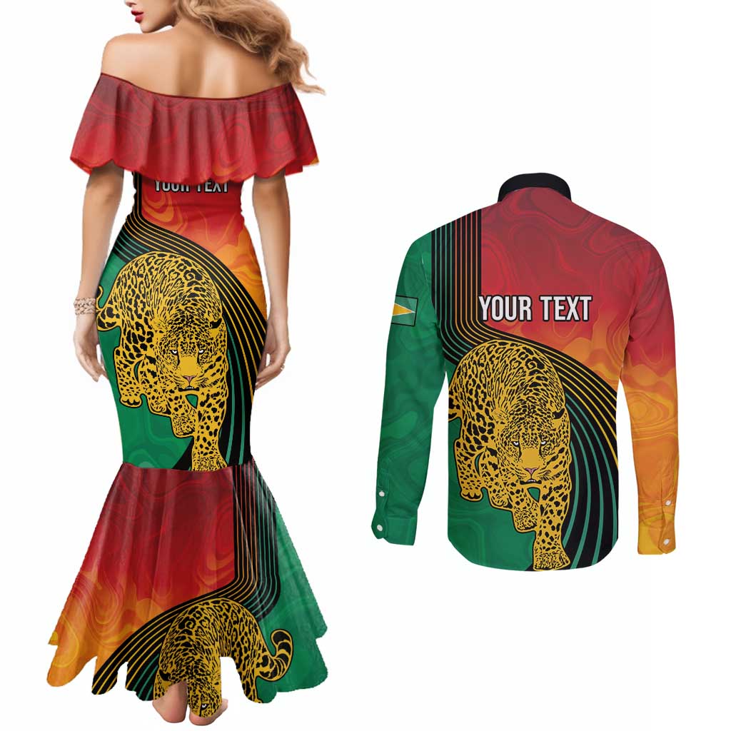 Guyana Cricket Amazon Warriors Personalized Couples Matching Mermaid Dress and Long Sleeve Button Shirt Fierce Jaguars - Wonder Print Shop
