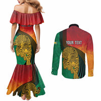 Guyana Cricket Amazon Warriors Personalized Couples Matching Mermaid Dress and Long Sleeve Button Shirt Fierce Jaguars - Wonder Print Shop