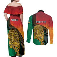 Guyana Cricket Amazon Warriors Personalized Couples Matching Off Shoulder Maxi Dress and Long Sleeve Button Shirt Fierce Jaguars - Wonder Print Shop