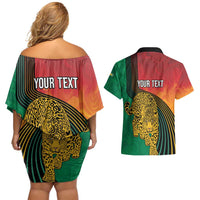 Guyana Cricket Amazon Warriors Personalized Couples Matching Off Shoulder Short Dress and Hawaiian Shirt Fierce Jaguars - Wonder Print Shop