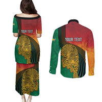 Guyana Cricket Amazon Warriors Personalized Couples Matching Puletasi and Long Sleeve Button Shirt Fierce Jaguars - Wonder Print Shop