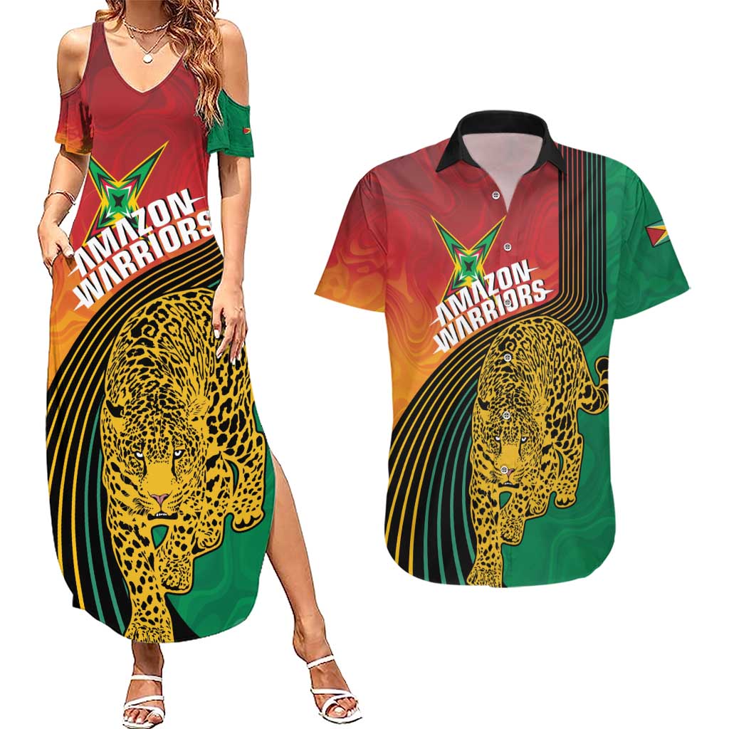 Guyana Cricket Amazon Warriors Personalized Couples Matching Summer Maxi Dress and Hawaiian Shirt Fierce Jaguars - Wonder Print Shop