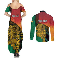 Guyana Cricket Amazon Warriors Personalized Couples Matching Summer Maxi Dress and Long Sleeve Button Shirt Fierce Jaguars - Wonder Print Shop