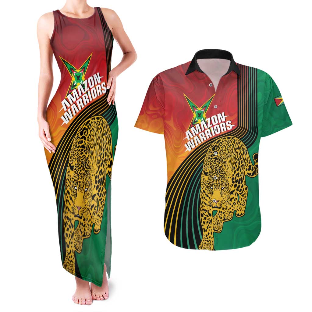Guyana Cricket Amazon Warriors Personalized Couples Matching Tank Maxi Dress and Hawaiian Shirt Fierce Jaguars - Wonder Print Shop