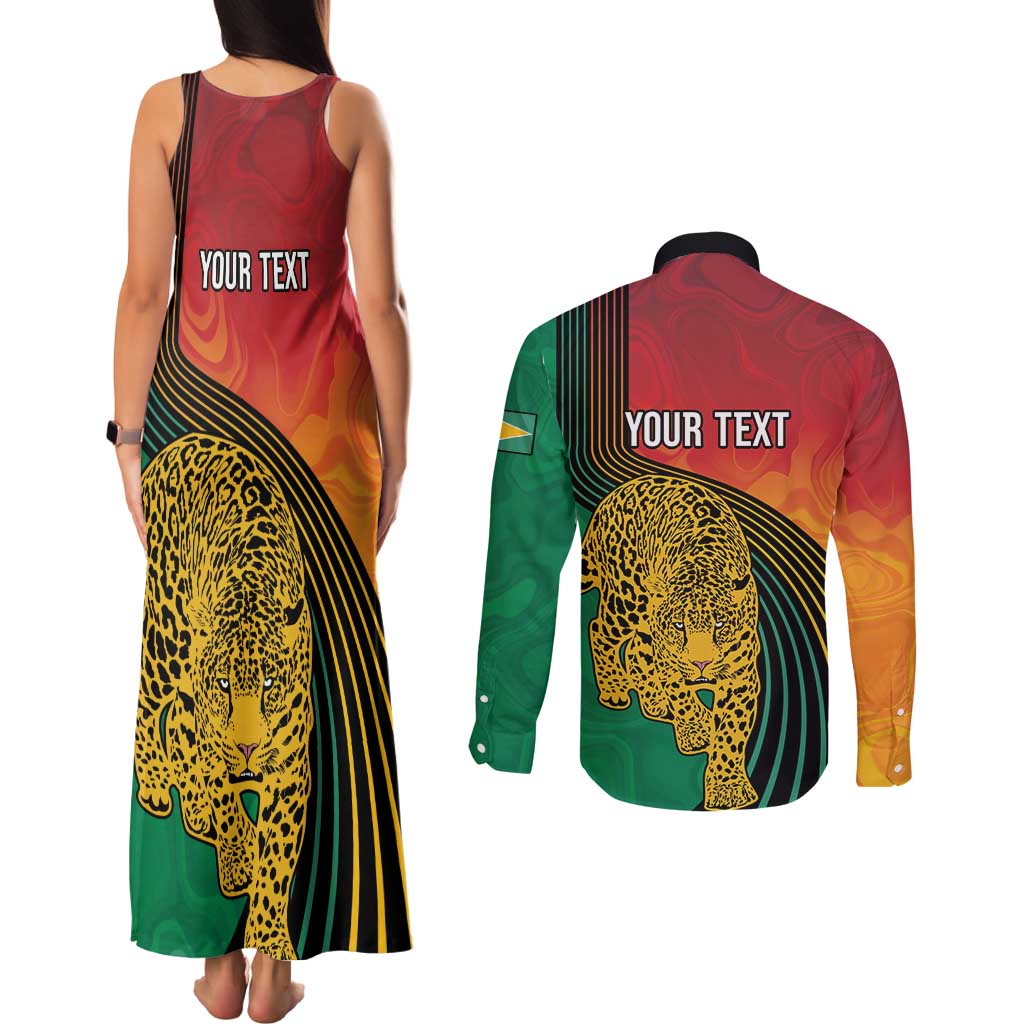 Guyana Cricket Amazon Warriors Personalized Couples Matching Tank Maxi Dress and Long Sleeve Button Shirt Fierce Jaguars - Wonder Print Shop