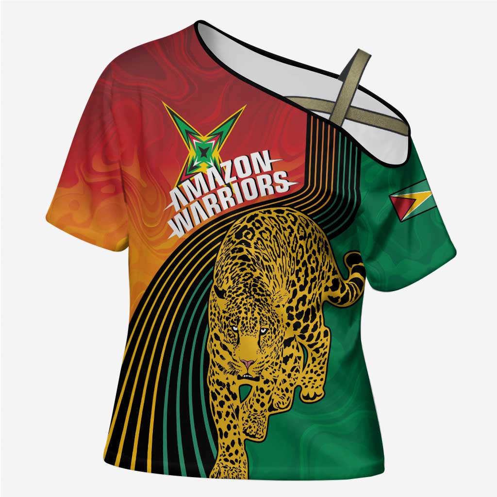 Guyana Cricket Amazon Warriors Personalized Cross Shoulder Shirt Fierce Jaguars - Wonder Print Shop