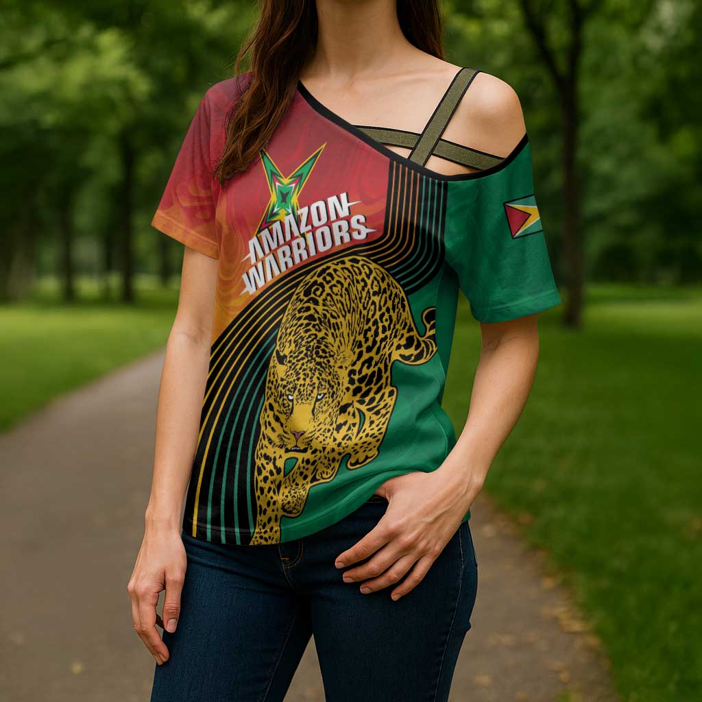 Guyana Cricket Amazon Warriors Personalized Cross Shoulder Shirt Fierce Jaguars - Wonder Print Shop