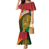 Guyana Cricket Amazon Warriors Personalized Family Matching Mermaid Dress and Hawaiian Shirt Fierce Jaguars - Wonder Print Shop