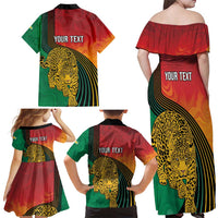 Guyana Cricket Amazon Warriors Personalized Family Matching Off Shoulder Maxi Dress and Hawaiian Shirt Fierce Jaguars - Wonder Print Shop