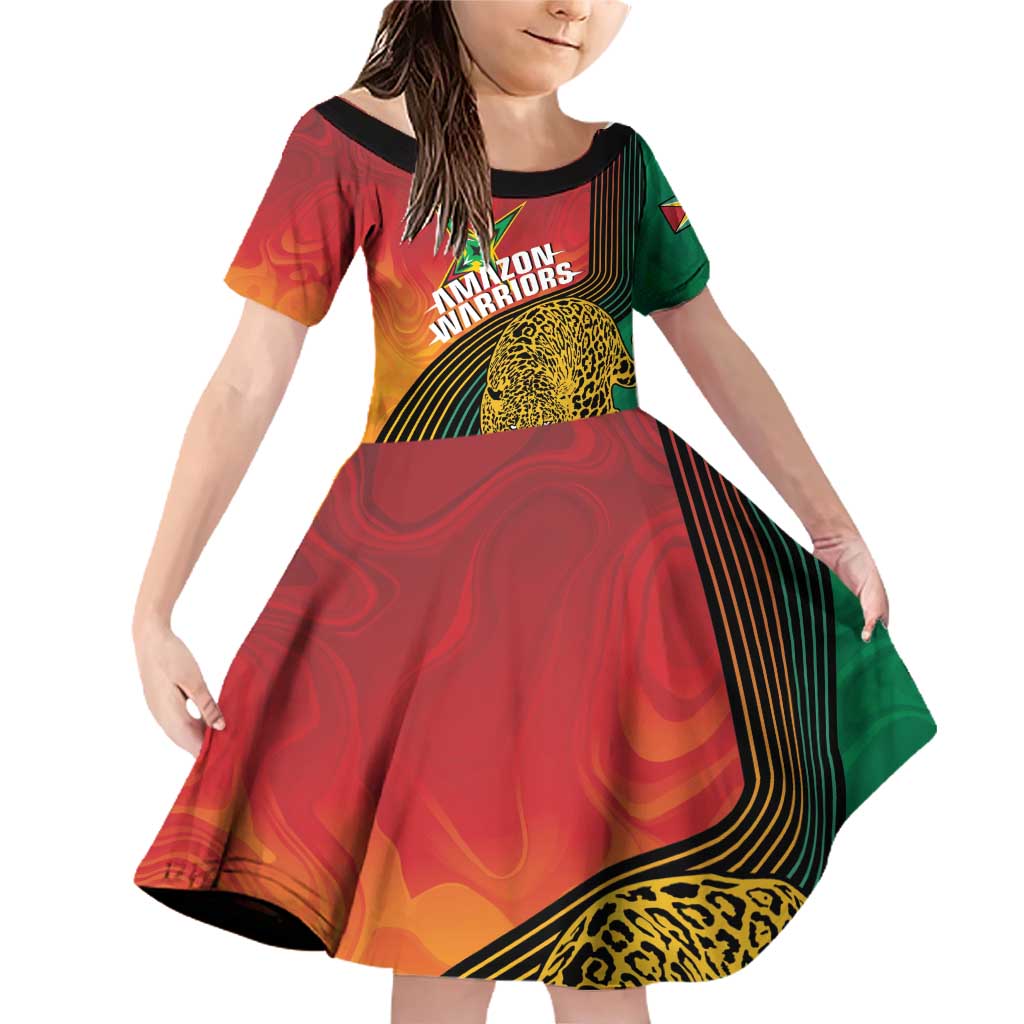 Guyana Cricket Amazon Warriors Personalized Family Matching Off Shoulder Short Dress and Hawaiian Shirt Fierce Jaguars - Wonder Print Shop