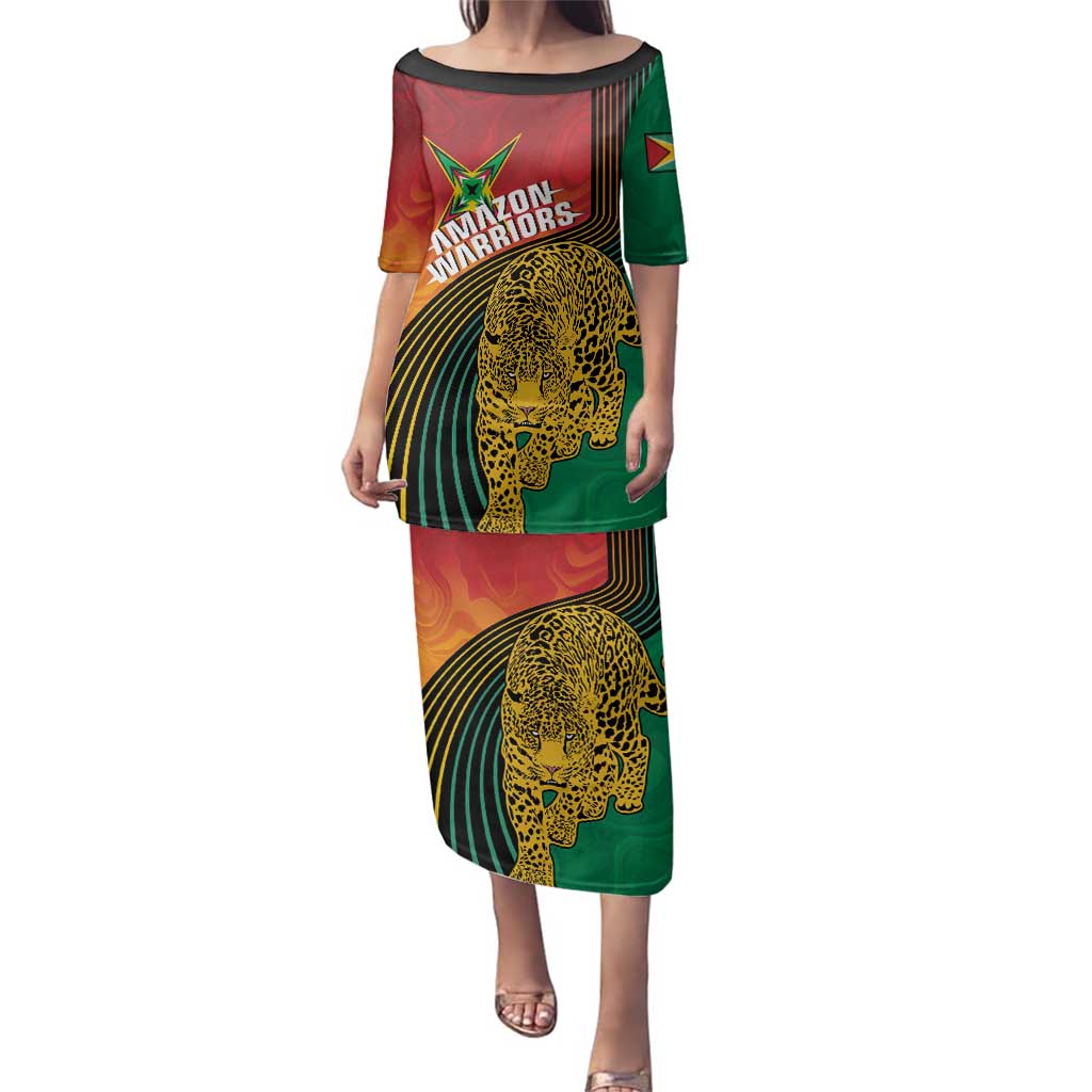 Guyana Cricket Amazon Warriors Personalized Family Matching Puletasi and Hawaiian Shirt Fierce Jaguars - Wonder Print Shop