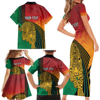 Guyana Cricket Amazon Warriors Personalized Family Matching Short Sleeve Bodycon Dress and Hawaiian Shirt Fierce Jaguars - Wonder Print Shop