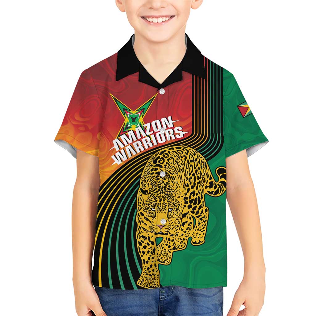 Guyana Cricket Amazon Warriors Personalized Family Matching Short Sleeve Bodycon Dress and Hawaiian Shirt Fierce Jaguars - Wonder Print Shop