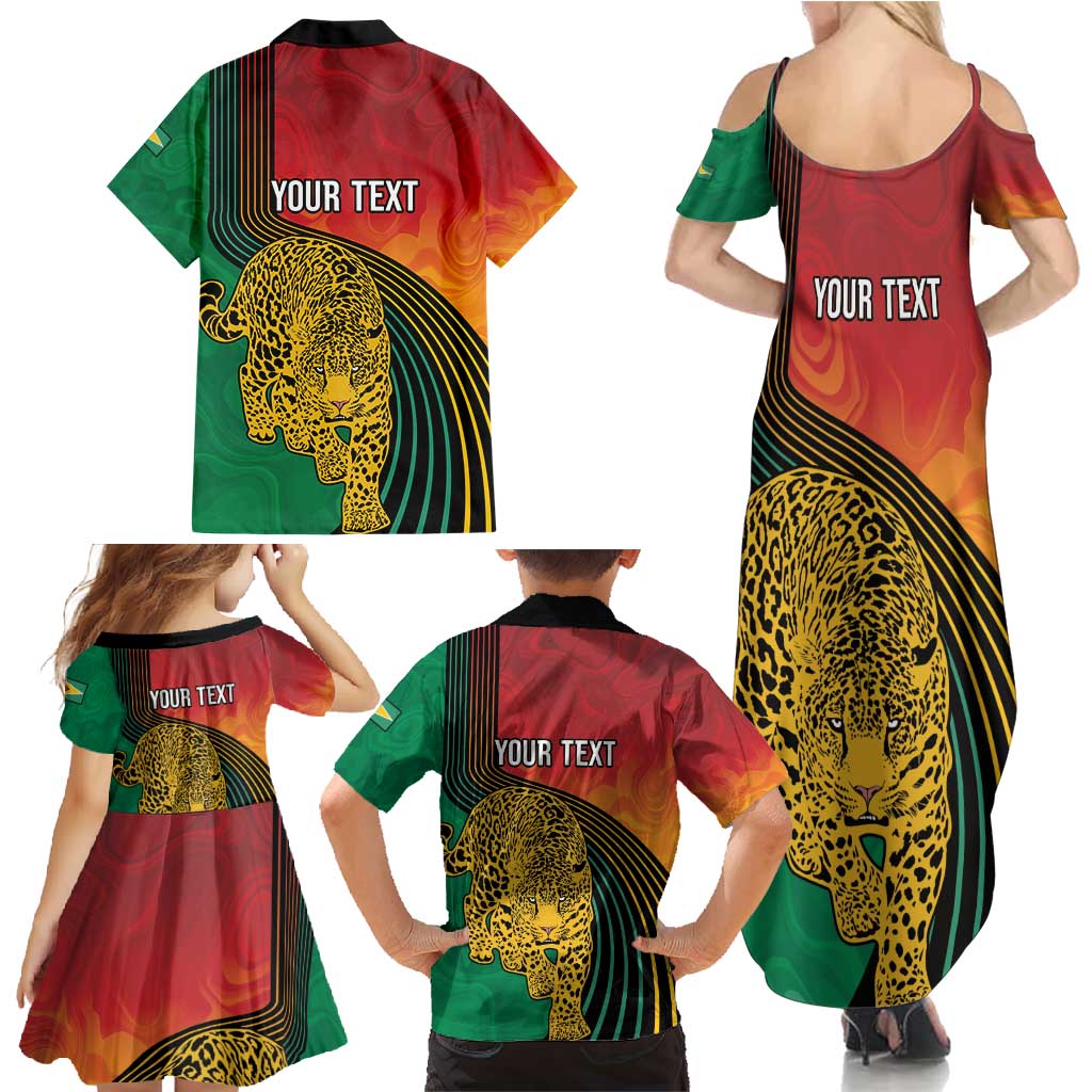 Guyana Cricket Amazon Warriors Personalized Family Matching Summer Maxi Dress and Hawaiian Shirt Fierce Jaguars - Wonder Print Shop